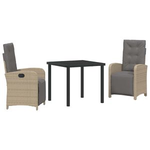 vidaXL Aia s&ouml;&ouml;gilaudade komplekt padjaga 3 pcs Beež pol&uuml;rotang