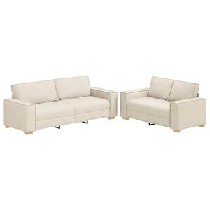 vidaXL Diivan 2 pcs Beež 220 x 80 x 84 cm Lina-segu kangas