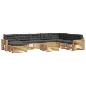 vidaXL V&auml;li diivanikomplekt 9 pcs Valge ja antratsiit Tugev akatsiapuu