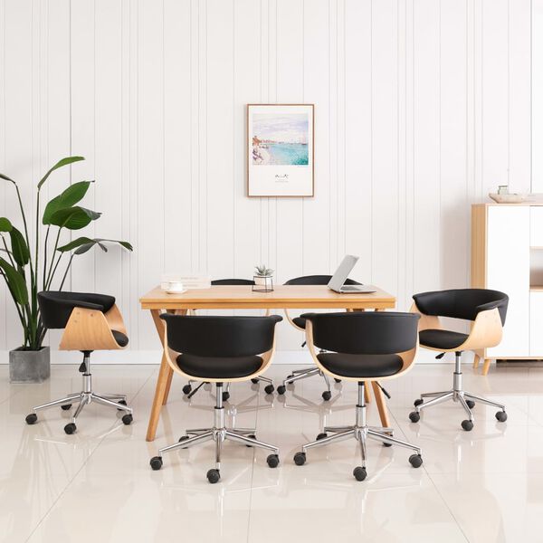 vidaXL p&ouml;&ouml;rlevad s&ouml;&ouml;gitoolid 6 tk, must, kunstnahk