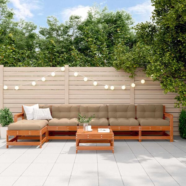 vidaXL Aia lounge komplekt 7 pcs Vahapunane Tahke m&auml;nd