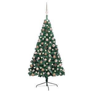vidaXL valgustusega poolik kunstkuusk alusega, roheline, 120 cm