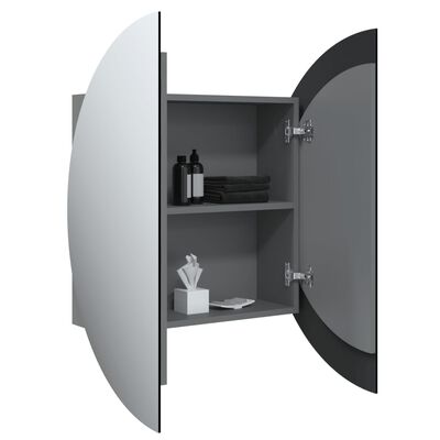 vidaXL vannitoakapp ümmarguse peegli ja LEDiga, hall, 54x54x17,5 cm