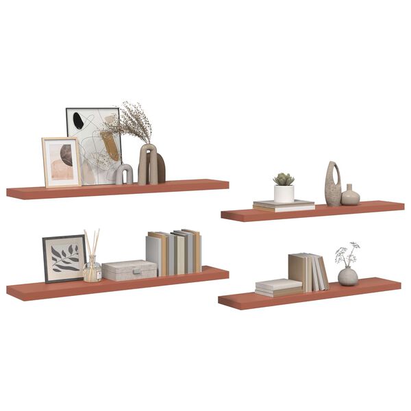 vidaXL Seinariiul 4 pcs Punane 120 x 23,5 x 4 cm Tehispuit