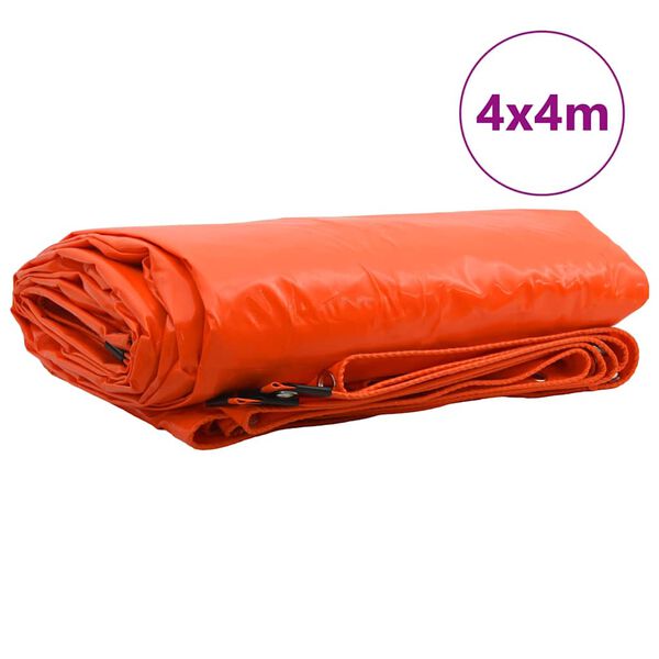 vidaXL Tarpaulin 650g / m² Oranž 4 x 4 m Lõuend PVC kattega