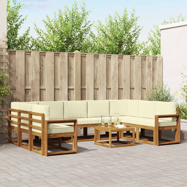 vidaXL V&auml;li diivanikomplekt padjaga 10 pcs Looduslik ja kreem