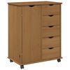 vidaXL Rattaga kapp 63,5 x 39 x 79 cm Kindel m&auml;nnipuidust Meepruun