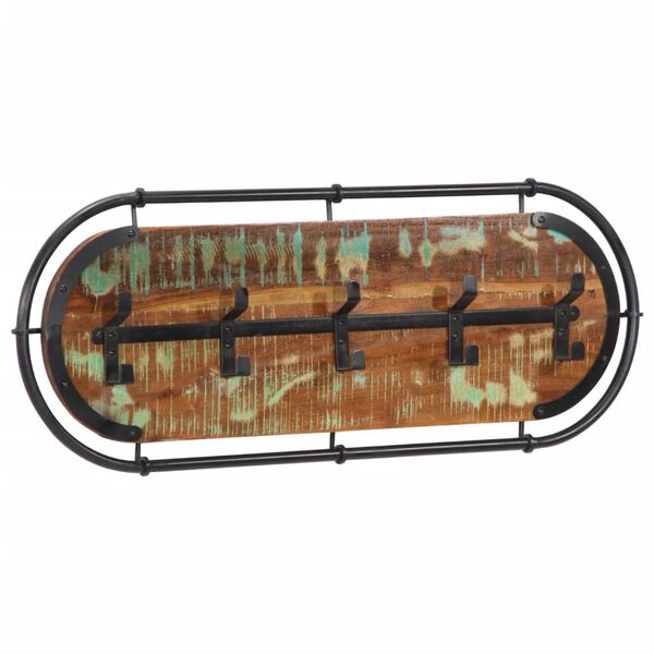 vidaXL seinale kinnitatav riidenagi 5 konksuga, taastatud puit