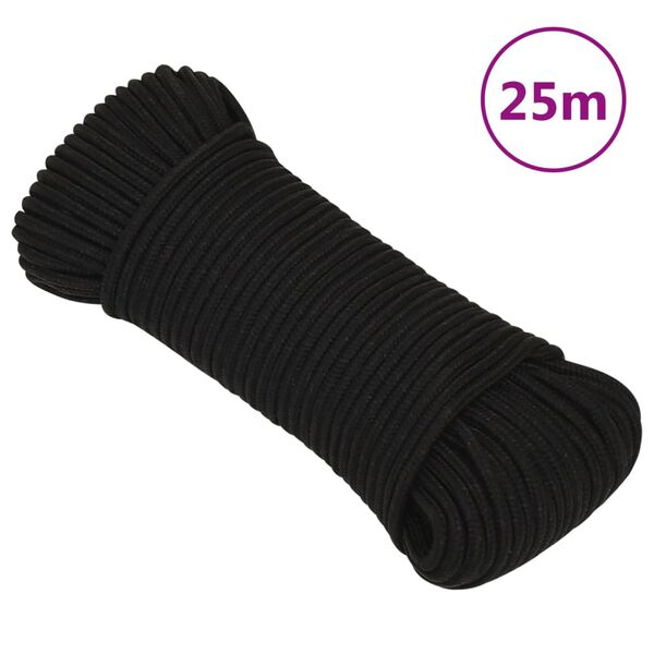 vidaXL töököis, must, 3 mm, 25 m, polüester
