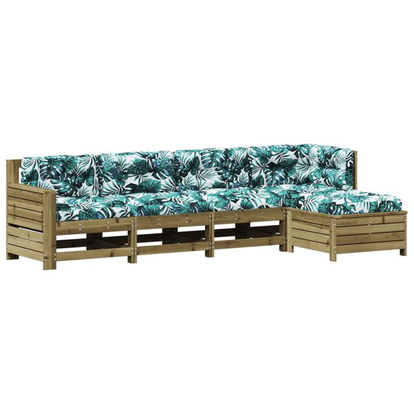 vidaXL 5-osaline aiam&ouml;&ouml;bli komplekt patjadega, immutatud m&auml;nnipuit