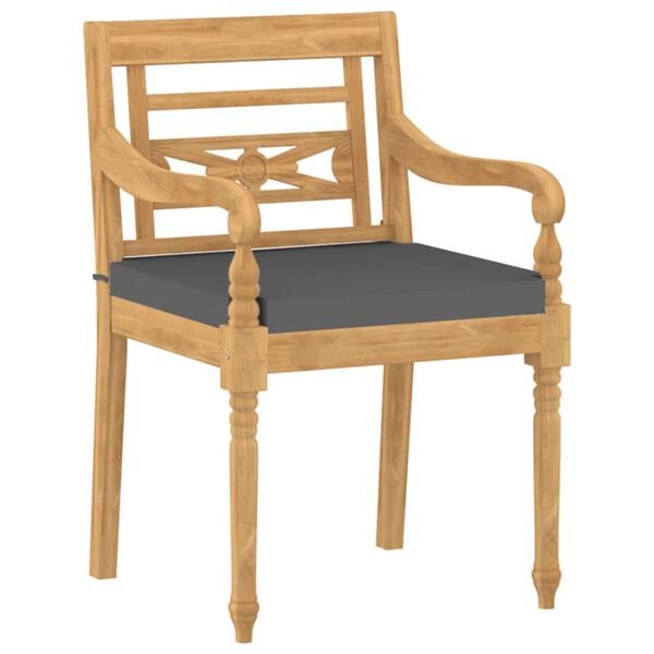 vidaXL Batavia toolid patjadega, 6 tk, tiikpuu