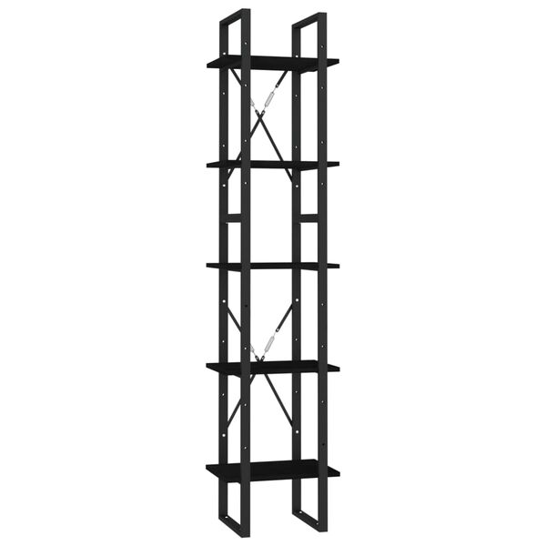 vidaXL 5-korruseline raamaturiiul, must, 40 x 30 x 175 cm, männipuit