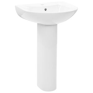 vidaXL iseseisev valamu jalaga, keraamiline, valge 520 x 440 x 190 mm