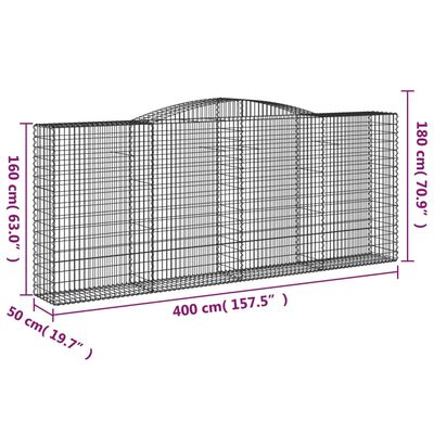 vidaXL kaarekujulised gabioonkorvid 20 tk, 400x50x160/180 cm, raud
