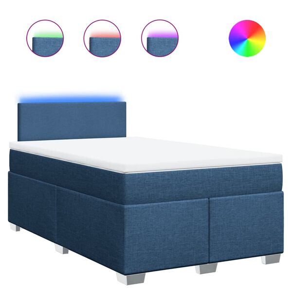 vidaXL kontinentaalvoodi madratsiga, sinine, 120x200 cm, kangas