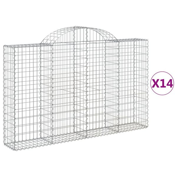 vidaXL kaarekujulised gabioonkorvid 14 tk, 200x30x120/140 cm, raud