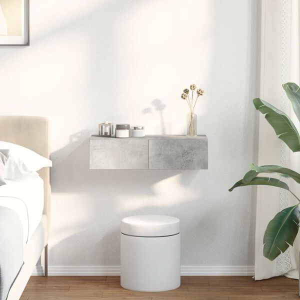 vidaXL seinariiul sahtlitega, betoonhall, 60 x 26,5 x 15 cm, tehispuit