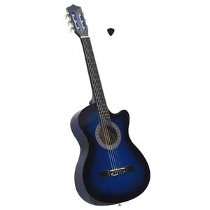 vidaXL Western klassikaline kitarr 6 keelega, sinine, varjuga, 38''