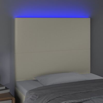 vidaXL LED-voodipeats, kreemjas, 90x5x118/128 cm, kunstnahk