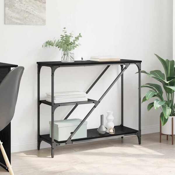 vidaXL Konsoollaud Must tamm 88,5 x 30 x 75 cm Tehispuit