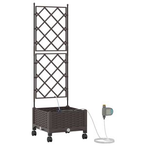 vidaXL Aiakonteiner Kastmise ja Ratastega Pruun 40 x 40 x 132 cm PP