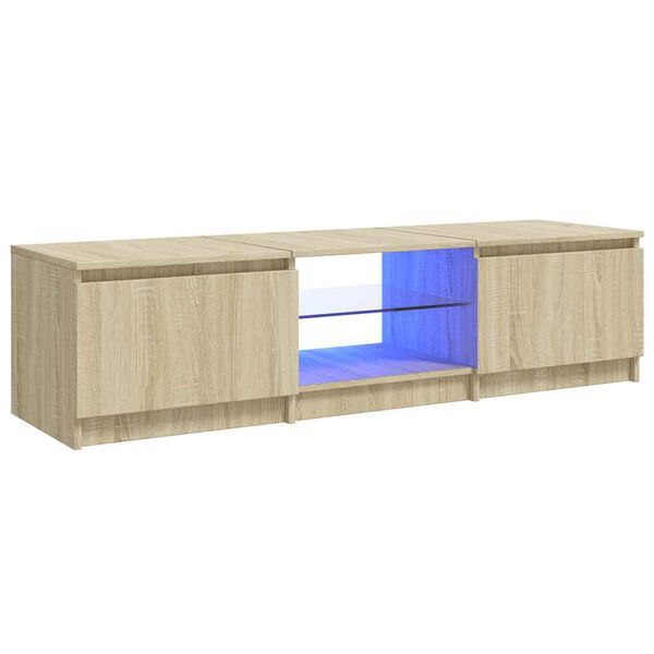 vidaXL telerialus LED-tuledega, Sonoma tamm, 140 x 40 x 36 cm