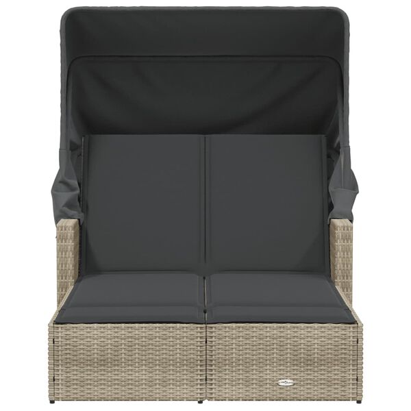 vidaXL kahekohaline p&auml;evitustool varikatuse ja istmepatjadega, hall