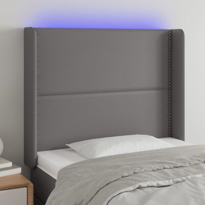 vidaXL LED-voodipeats, hall, 103x16x118/128 cm, kunstnahk
