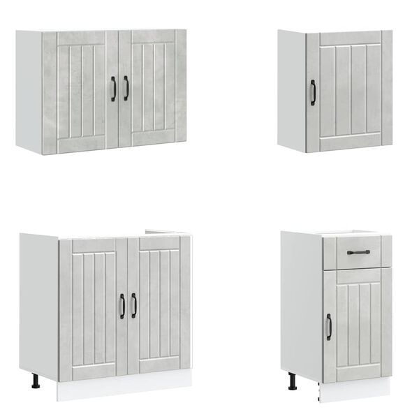 vidaXL 7-osaline k&ouml;&ouml;gikapi komplekt Lucca, betoonhall, tehispuit