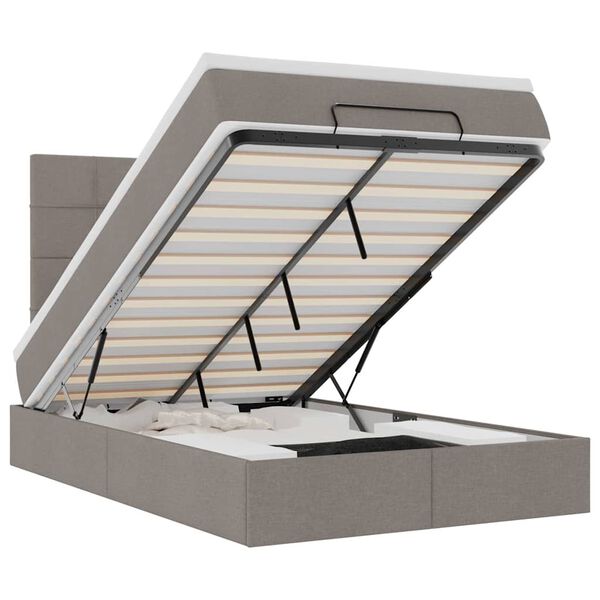 vidaXL Ottomani voodi madratsi ja LED, pruunikashall, 120x190cm kangas