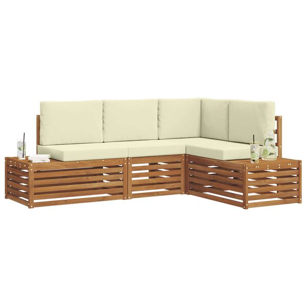 vidaXL V&auml;li diivanikomplekt padjaga 4 T&uuml;kk Looduslik ja kreem