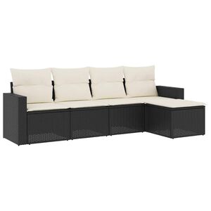vidaXL 5-osaline aiadiivanikomplekt patjadega, must, pol&uuml;rotang