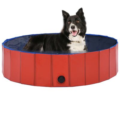 vidaXL kokkupandav koertebassein, punane, 120 x 30 cm, PVC