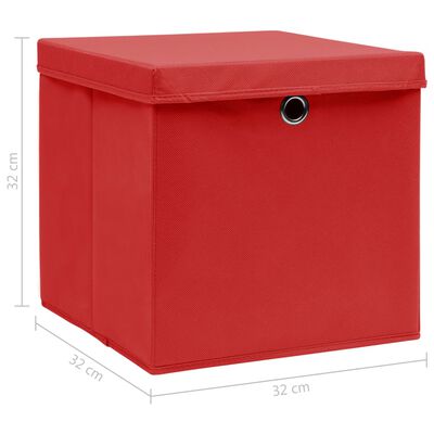 vidaXL hoiukastid kaantega 10 tk, punane, 32 x 32 x 32 cm, kangas