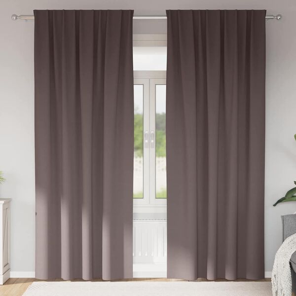 vidaXL Kardinad r&otilde;ngastega 2 pcs Tume pruun 260 x 140 cm Pol&uuml;ester