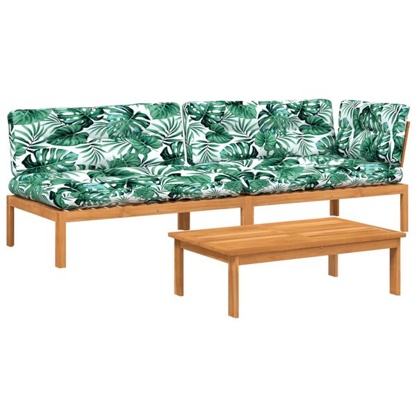 vidaXL 3-osaline kaubaalustest diivanikomplekt patjadega, akaatsiapuit