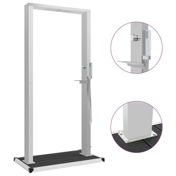 vidaXL välidušš koos alusega, WPC, roostevaba teras