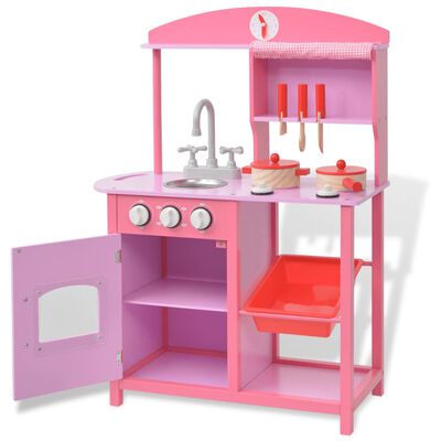 vidaXL mänguköök, puidust 60 x 27 x 83 cm roosa