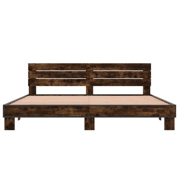 vidaXL voodiraam, suitsutatud tamm, 200 x 200 cm, tehispuit ja metall