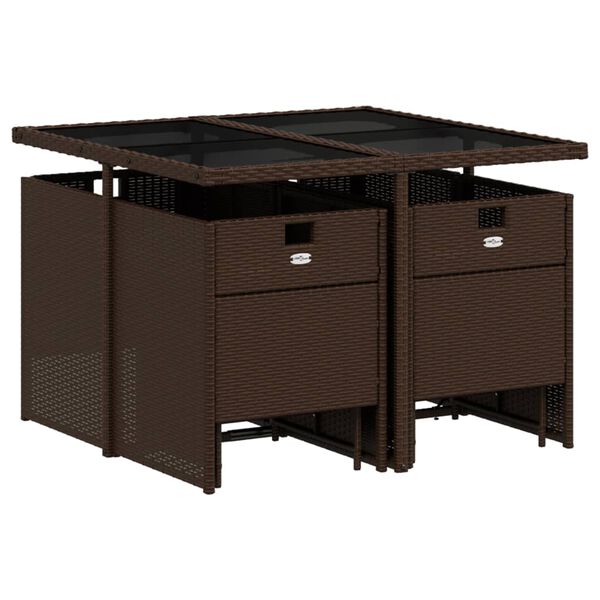 vidaXL 9-osaline aia s&ouml;&ouml;gim&ouml;&ouml;bli komplekt patjadega, pruun, pol&uuml;rotang