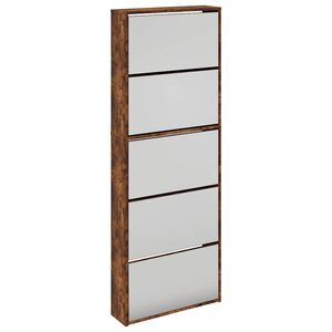 vidaXL 5 sahtliga kingakapp peegliga, suitsutatud tamm, 63x17x169,5 cm