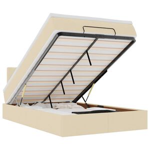 vidaXL Ottomani voodi madratsi ja LED, kreemjas, 120x190cm, kangas