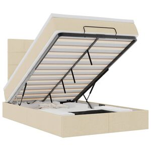 vidaXL Ottomani voodi madratsi ja LED, kreemjas, 120x190cm, kangas