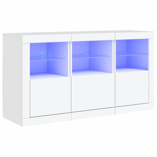 vidaXL puhvetkapp LED-tulega, valge, 123 x 37 x 67 cm