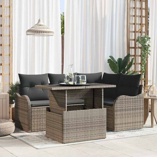 vidaXL Aia Diivanikomplekt padjaga padjaga 5 pcs Hall Pol&uuml; Rattan