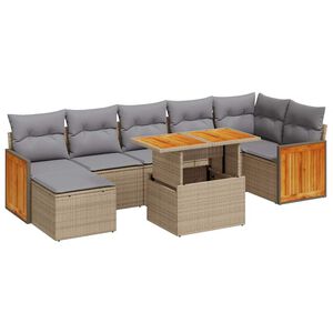 vidaXL 8-osaline aiadiivani komplekt patjadega, beež, rotang/akaatsia