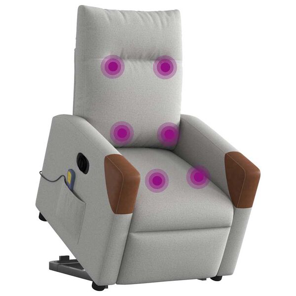 vidaXL elektriline püstitõusmist toetav massaažitool, pilvehall kangas