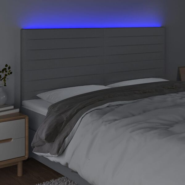vidaXL LED-voodipeats, helehall, 180x5x118/128 cm, kangas