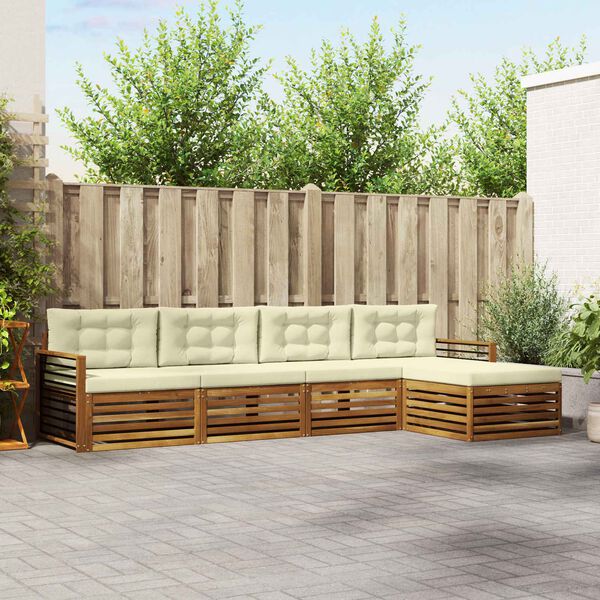 vidaXL V&auml;li diivanikomplekt padjaga 5 pcs Looduslik ja kreem