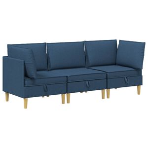 vidaXL Modulaarne diivanisari koos ladustamisega 3 pcs Sinine kangas